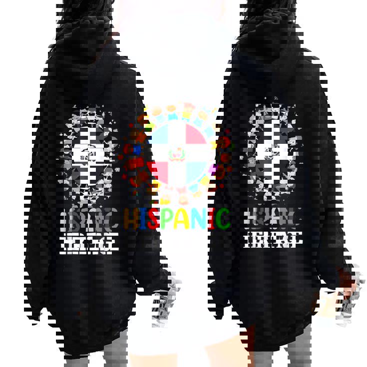 Hispanic Heritage Dominican Republic Flag Dominican Boy Girl Women Oversized Hoodie Back Print