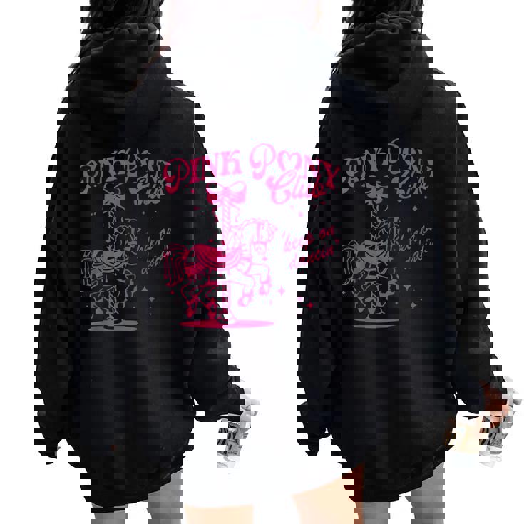 Pony And Heels Lover Pink Girls Clubs Cowgirl Women Oversized Hoodie Back Print