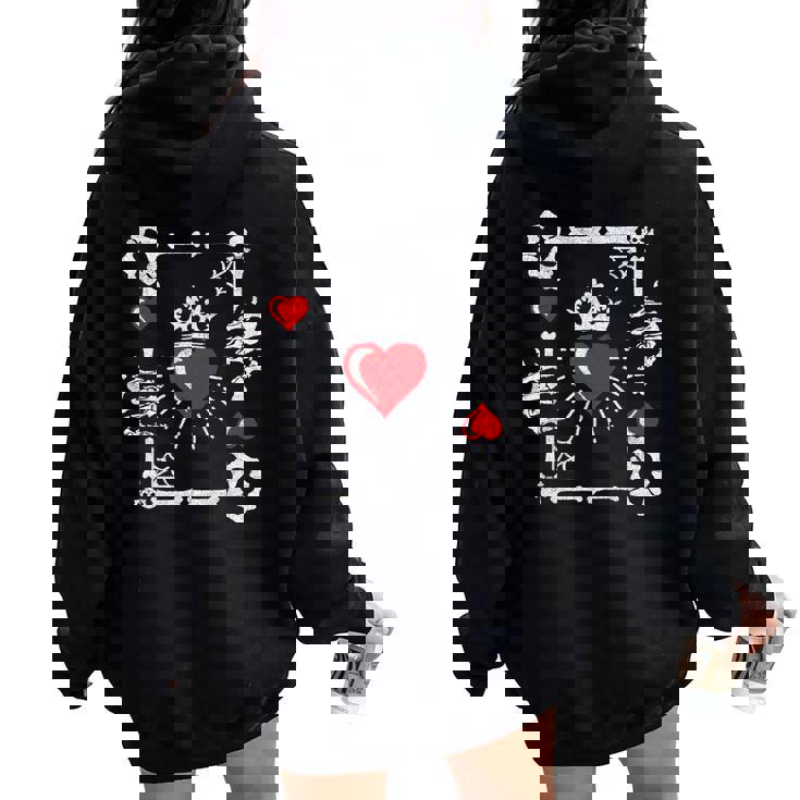 Queen Of Hearts Card Costume Halloween Queen Of Hearts Women Oversized  Hoodie Back Print | Seseable CA
