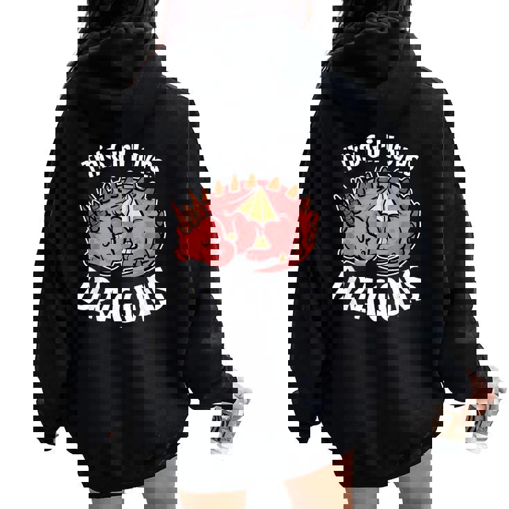 Questa Ragazza Ama I Draghi Ragazze Camicia Drago Bambini Pigiama Regalo Felpa con cappuccio oversize da donna con stampa posteriore