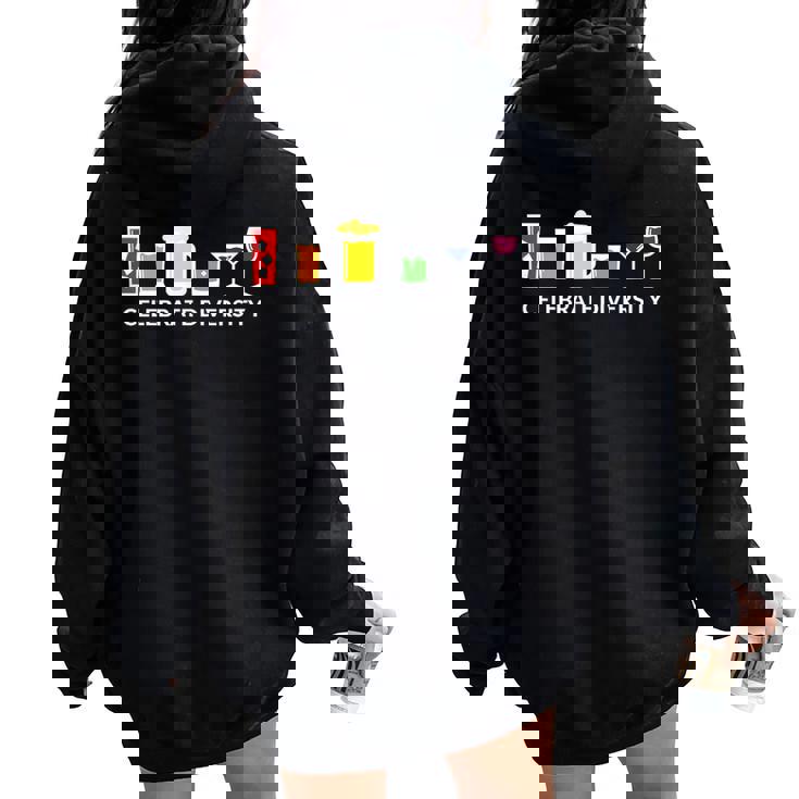 Rainbow Lgbt Drinking Celebrate Diversity Beer Women Oversized Hoodie Back Print