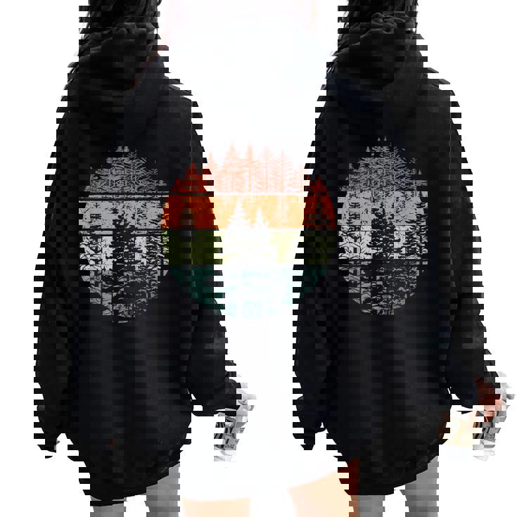 Retro Forest Trees Outdoors Nature Vintage Graphic Women Oversized Hoodie Back Print
