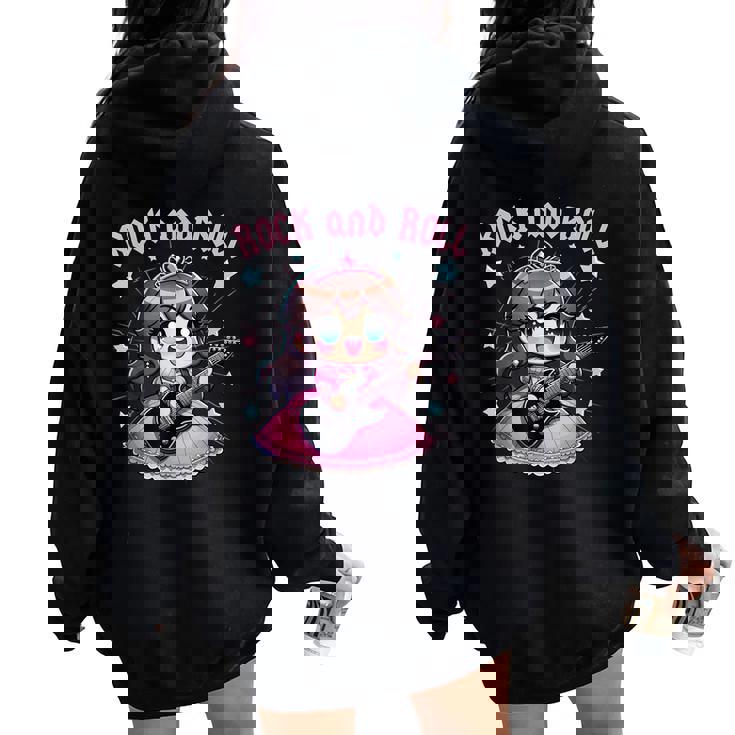 Rock Bambina Rock And Roll Principessa Rock Ragazza Felpa con cappuccio oversize da donna con stampa posteriore