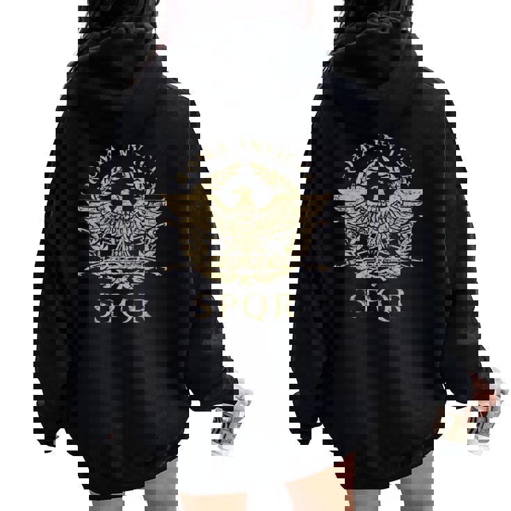 Roma Invicta Spqr Águila Romana Envejecida Women Oversized Hoodie Back Print