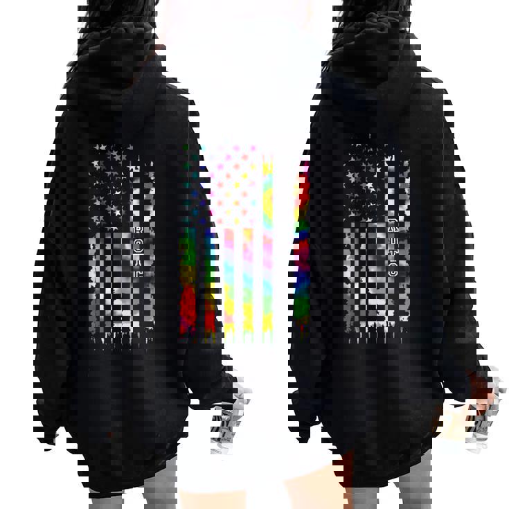 Rotc Rainbow Tie Dyeintage Inspired Felpa con cappuccio oversize da donna con stampa posteriore