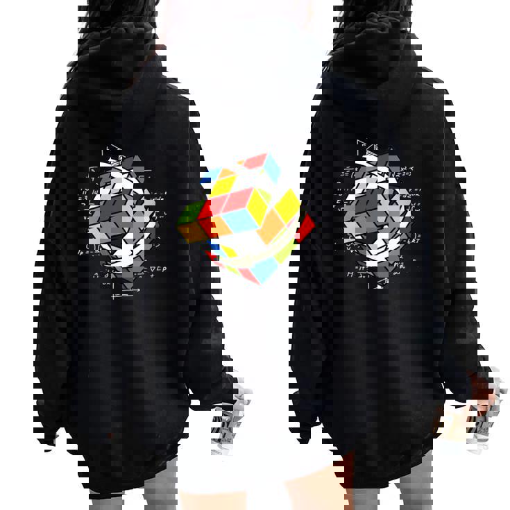 Rubik Cube Magic Cube Cube Rétro Rubiintage Nerd Sweat à capuche oversize pour femme avec imprimé dans le dos
