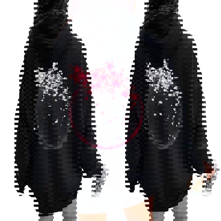 Sakura Impression D'art Japonais Fleurs De Cerisier Sweat à capuche oversize pour femme avec imprimé dans le dos Sakura Impression D'art Japonais Fleurs De Cerisier Sweat à capuche oversize pour femme avec imprimé dans le dos