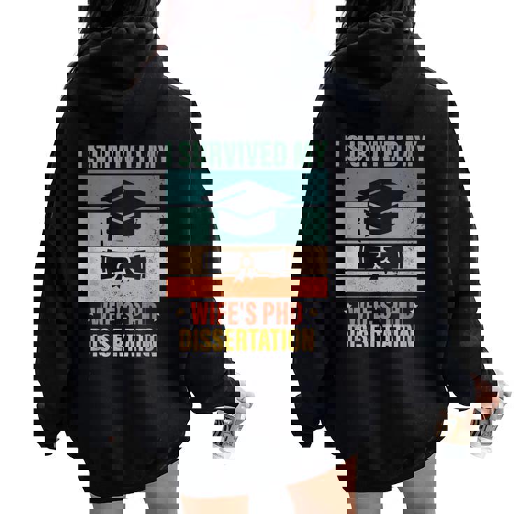 Sobreviví De Mi Esposa Tesis Doctoral Regalos De Graduación Hombres Women Oversized Hoodie Back Print