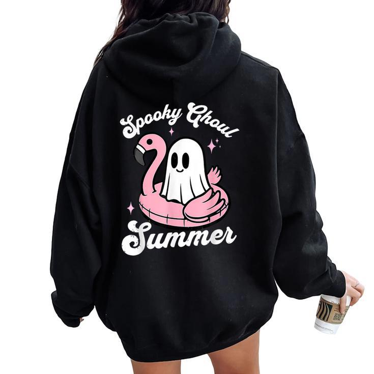 Spooky Ghoul Summer Cute Ghost Flamingo Summer Vibes Beach Women Oversized Hoodie Back Print
