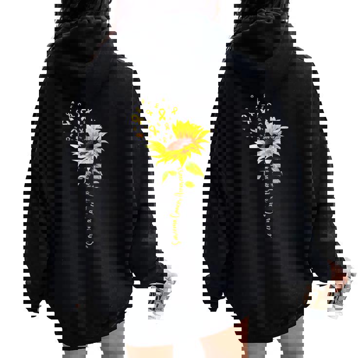 Sunflower Sarcoma Cancer Awareness Yellow Ribbon Support Women Oversized Hoodie Back Print