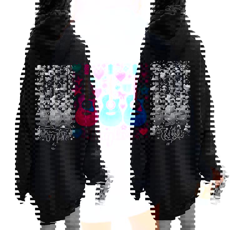 Taylor First Name Personalized Groovy 80'S Pink Retro Women Oversized Hoodie Back Print
