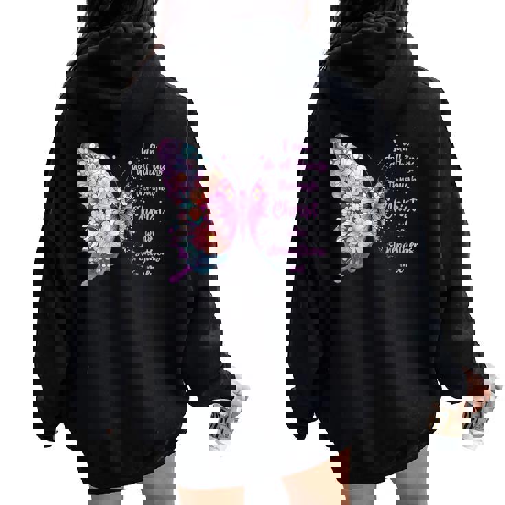 I Can Do All Things Through Christ Pretty Butterfly Women Oversized Hoodie  Back Print - Thegiftio UK