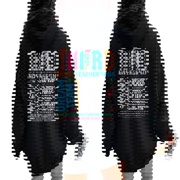 Third Grade Teacher Tour Dream Team Happy Back To School Women Oversized Hoodie Back Print