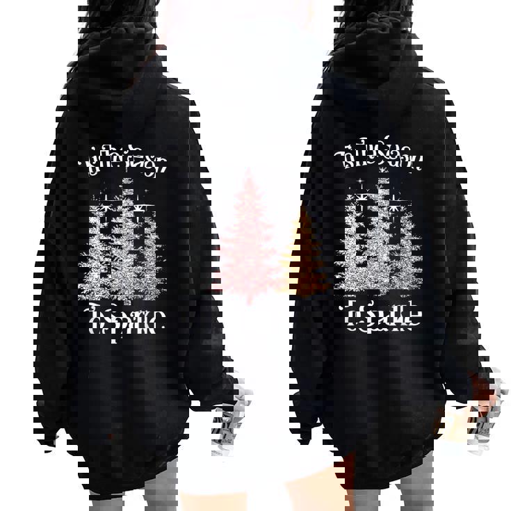 Tis The Season To Sparkle Cute Pink Christmas Tree Womens Women Oversized Hoodie Back Print Tis The Season To Sparkle Cute Pink Christmas Tree Womens Women Oversized Hoodie Back Print