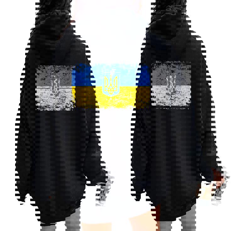 Ucraina Bandiera Uomini Donne Bambini Ucraina Felpa con cappuccio oversize da donna con stampa posteriore