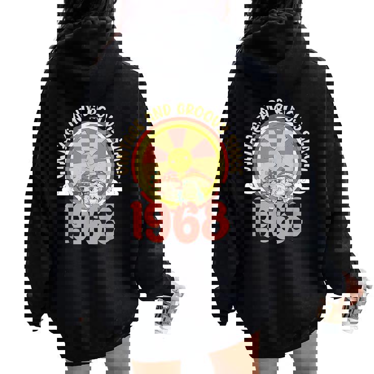 Vintage 1968 Retro Hippie Groovy 55Th Birthday Women Oversized Hoodie Back Print