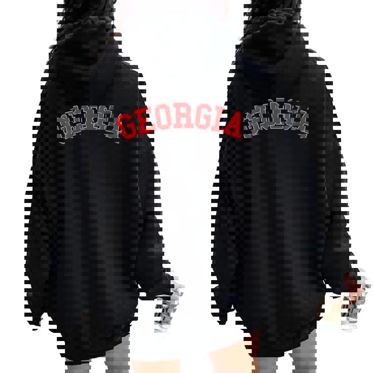 Vintage Georgia Ga Varsity Style Sports Women Oversized Hoodie Back Print