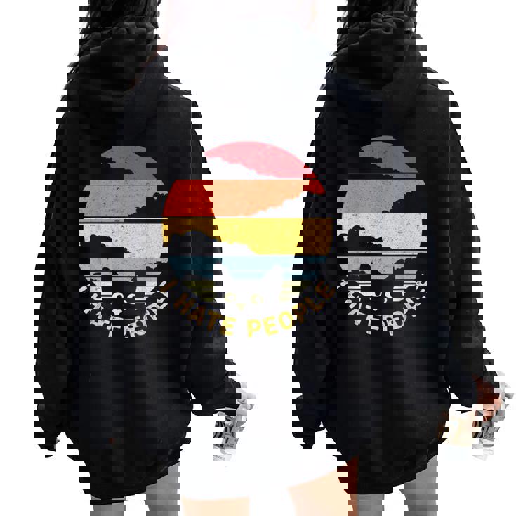 Vintage Retro Divertida De Gato Negro I Hate People Para Hombre Y Women Oversized Hoodie Back Print