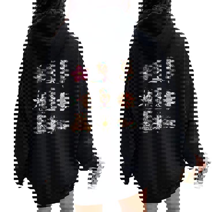 Yoga Pone Donne Floreale Yogi Insegnante Yogini Toddler Kid Felpa con cappuccio oversize da donna con stampa posteriore