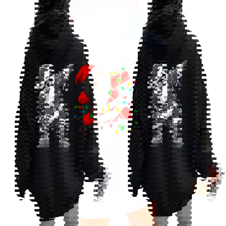 Christmas Dabbing Santa Xmas Lights Girls Boys Christmas Dab Women Oversized Hoodie Back Print