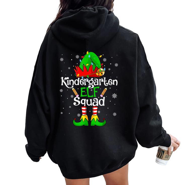 Christmas Kindergarten Elf Squad Teacher Student Women Oversized Hoodie Back Print