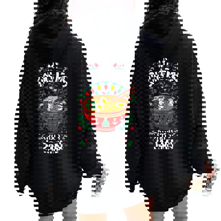 My Christmas Spirit Ramen Merry Xmas Uomini Donne Bambini Felpa con cappuccio oversize da donna con stampa posteriore