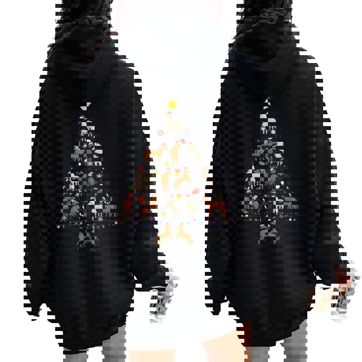 Horse Christmas Tree Ugly Christmas Sweater Women Oversized Hoodie Back Print