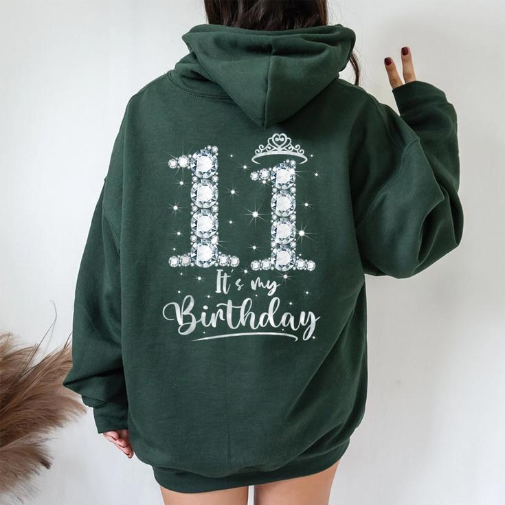 11 It s My Birthday 11 Years Old 11Th Birthday For Girl Women Oversized Hoodie Back Print Thegiftio UK