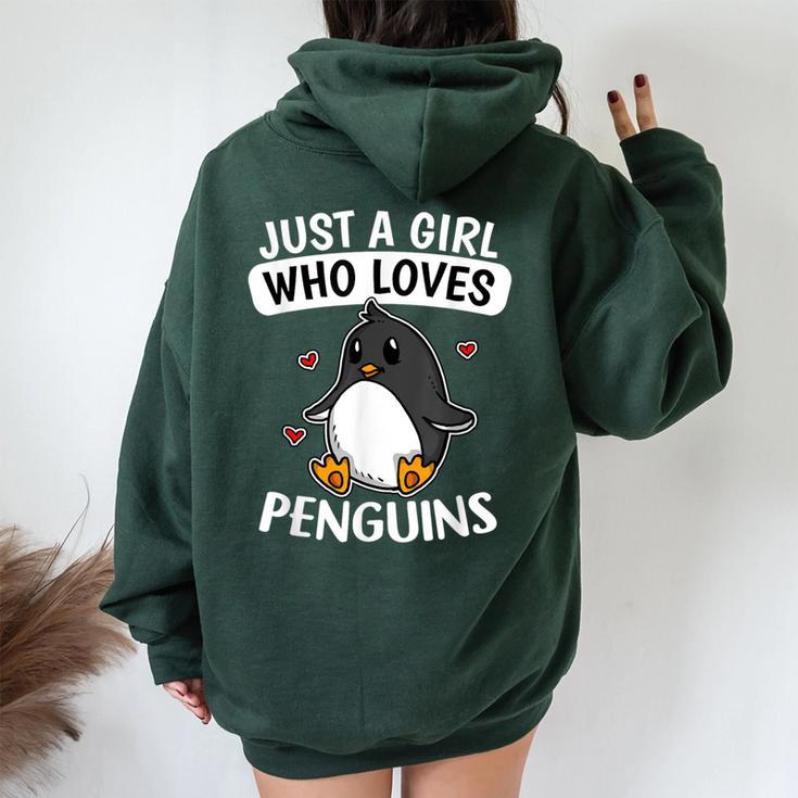 Just A Girl Who Loves Penguins Cute Penguin Costume Women Oversized Hoodie Back Print Monsterry