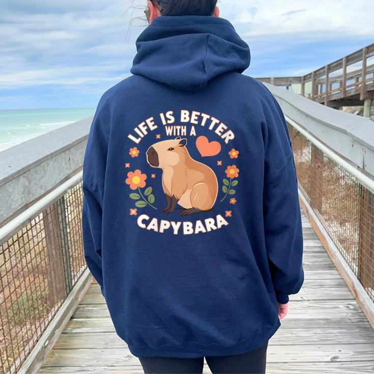 Generisch Vêtements pour adolescents - Sweatshirts - Pull à capuche mignon avec imprimé capybara - Manches longues - Capuche avec poche - Pour enfants - Tenue décontractée d'hiver - Pull court pour