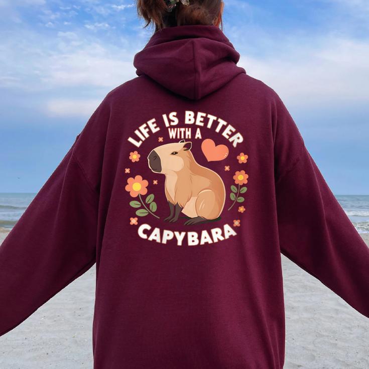 Capybara Animal En Peluche Capybara Mignon Pour Enfants Filles Women Oversized Hoodie Back Print