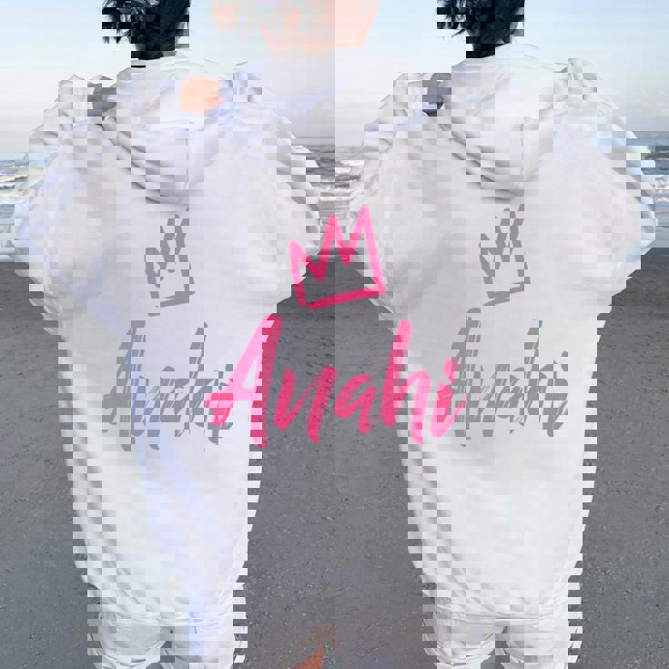 Anahi The Queen Pink Crown & Name For Called Anahi Women Oversized Hoodie Back Print