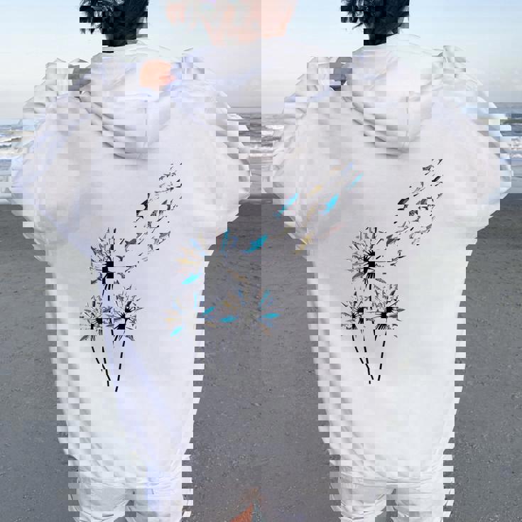 Flower Dandelion Sharks For Shark Lover Shark Women Oversized Hoodie Back Print