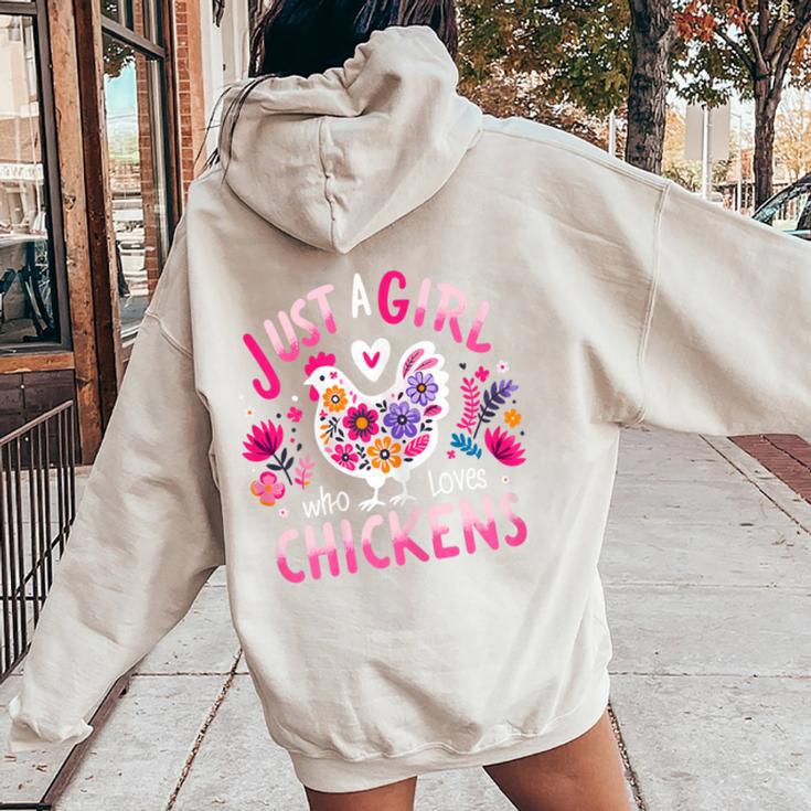 Just A Girl Who Loves Chickens Chicken Women Oversized Hoodie Back Print Seseable UK