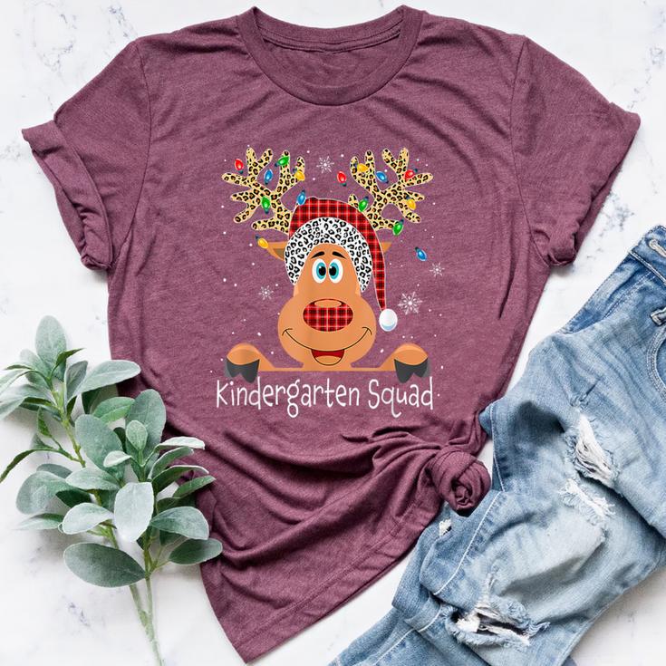Kindergarten Squad Plaid Reindeer Santa Teacher Christmas Bella Canvas T-shirt