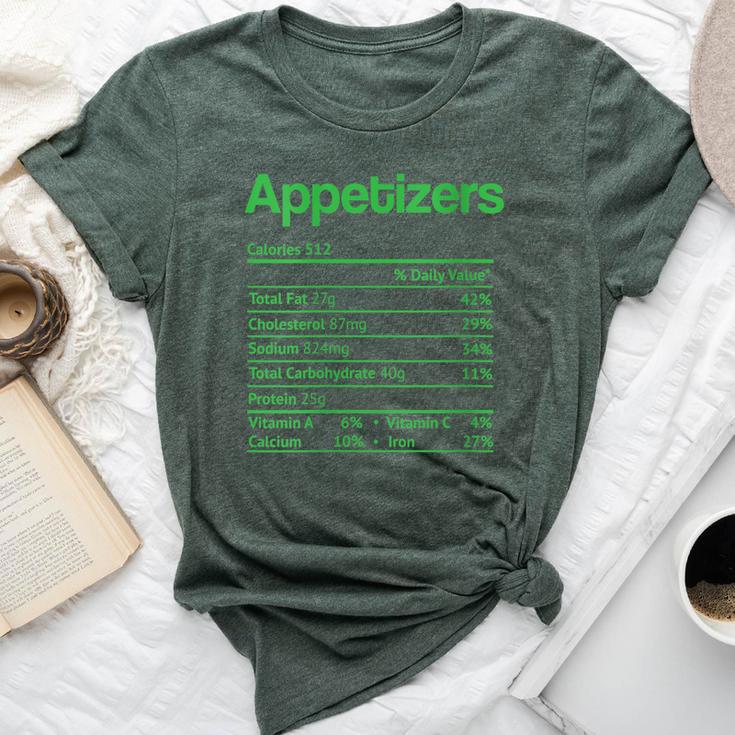 Appetizers Nutrition Facts Thanksgiving Christmas Food Bella Canvas T-shirt