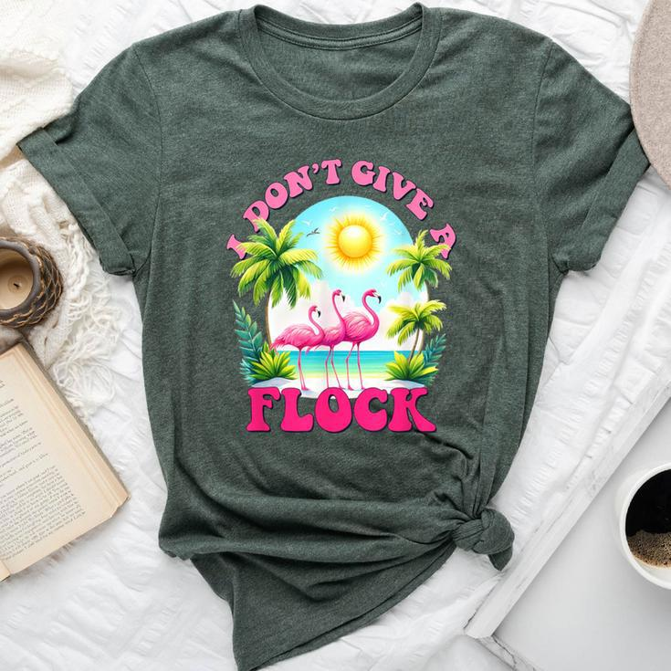 I Dont Give A Flock Retro Summer Vibes Flamingo Beach Bella Canvas T-shirt