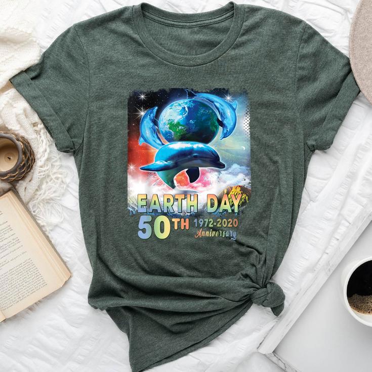 Earth Day 50Th Anniversary Save The Dolphins Retro Womens Bella Canvas T-shirt
