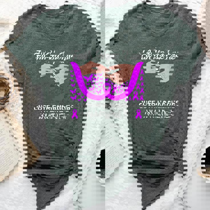 Faith Hope Love Purple Butterfly Cluster Headaches Awareness Bella Canvas T-shirt