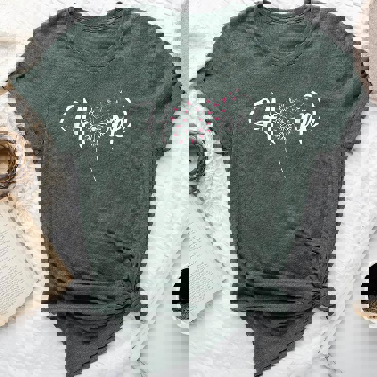 Hope Pink Ribbon Dandelion Breast Cancer Awareness Warrior Bella Canvas T-shirt