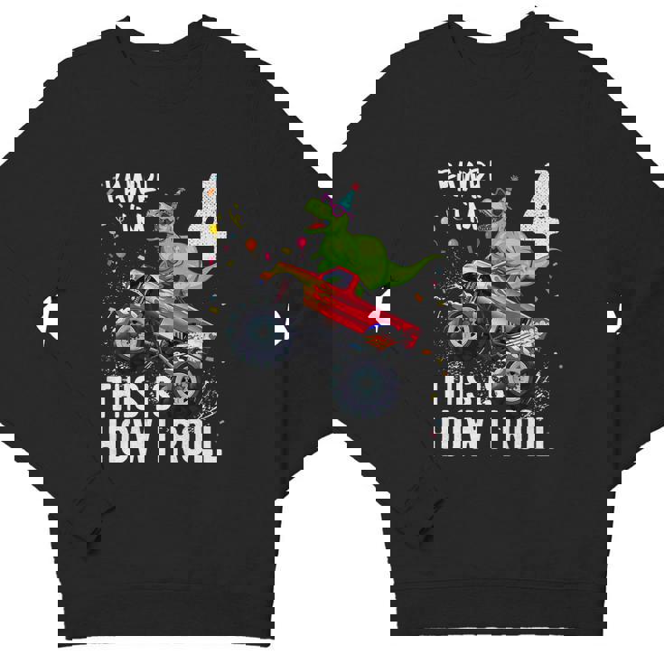 Kids T Rex Dinosaur Monster Truck 4Th Birthday Boys And Girls Youth Sweatshirt