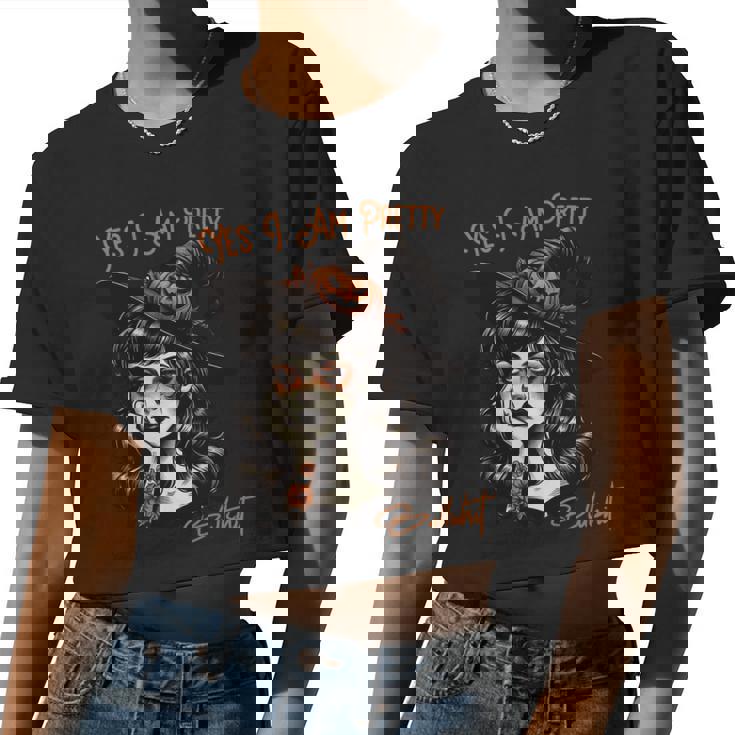 Yes I Am Pretty Tired Bullshit Vintage Halloween Women Cropped T-shirt