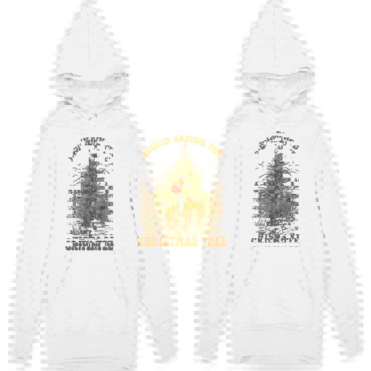 Retro Rockin Around The Christmas Tree Bronco Cowboy Rodeo Unisex Hoodie