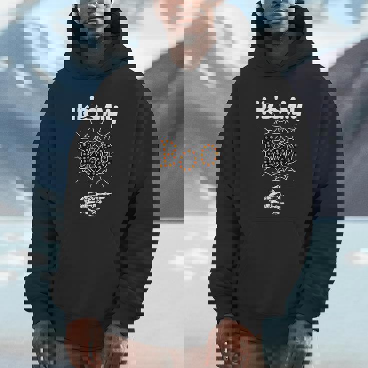 He's My Boo Spider Skull Matching Halloween Pajama Couples Unisex Hoodie