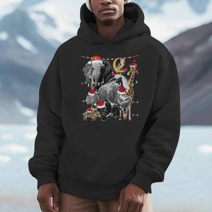 Zoo Animals Christmas Lights Jungle Zookeeper Safari Theme Premium Unisex Hoodie