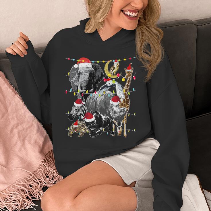 Zoo Animals Christmas Lights Jungle Zookeeper Safari Theme Premium Unisex Hoodie