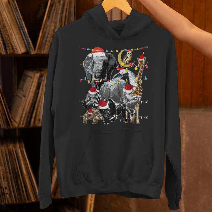 Zoo Animals Christmas Lights Jungle Zookeeper Safari Theme Premium Unisex Hoodie