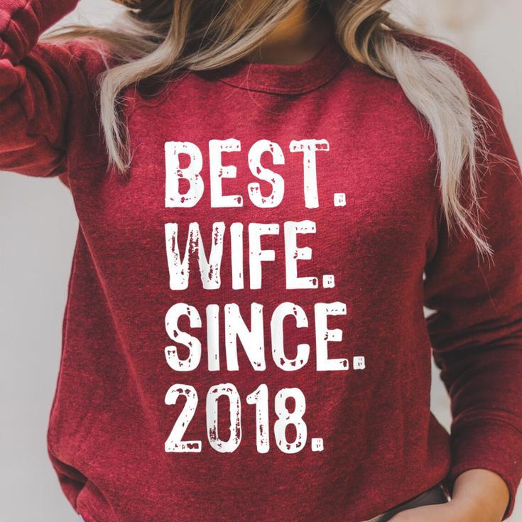 Best Wife Since 2018 1St Wedding Anniversary Sponge Fleece Raglan Crewneck Sweatshirt Monsterry