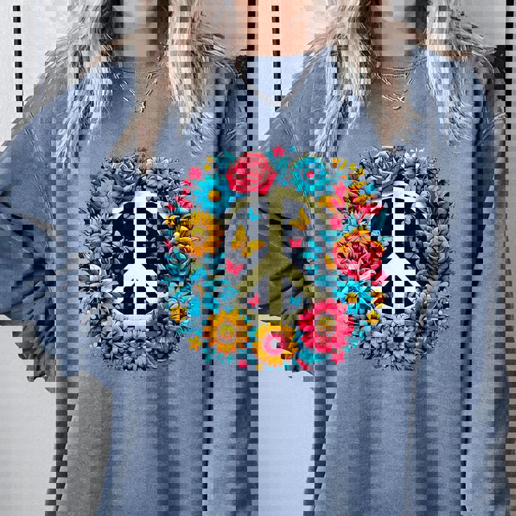 Peace Love Groovy Peace Sign Comfort Colors Sweatshirt
