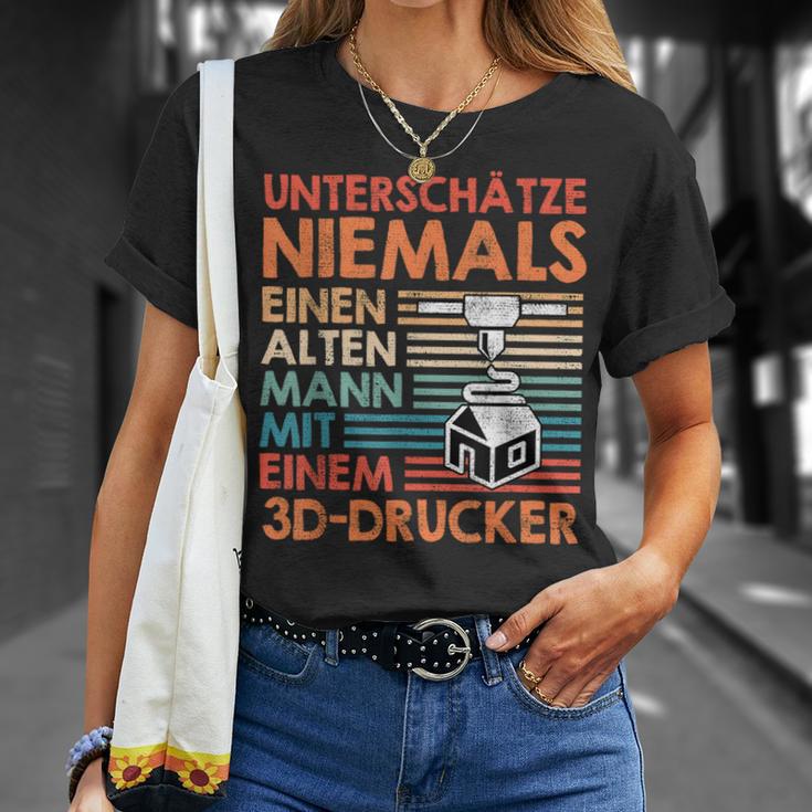 With 3D Print Unterschätz Niemals Einen Alten Mann With 3D Printer T-Shirt Geschenke für Sie